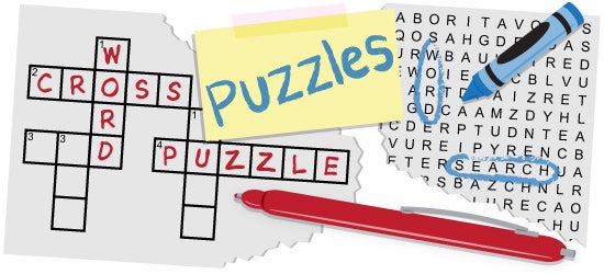 Picture of sample crossword and word search puzzles